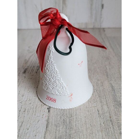 Hallmark 2008 porcelain Bell ornament Xmas tree white - Picture 5 of 8